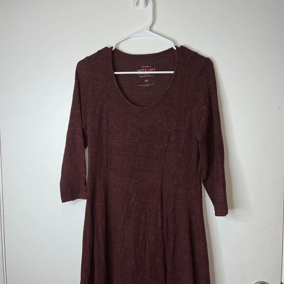 Torrid Super Soft Burgundy Knit Dress Size.M/L Scoop Neck - Picture 3 of 9